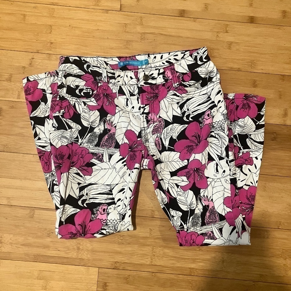 Tori Richard Tropical Floral skinny pants - Picture 4 of 5
